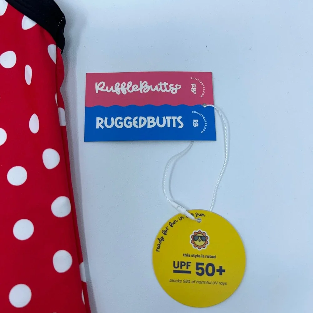 RuffleButts Girls Size 6 Red Polka Dot Halter One Piece Swimsuit NWT